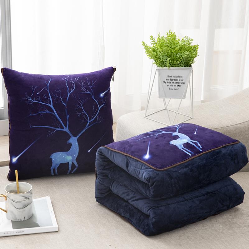 正品多功能汽车抱枕被两用加厚珊瑚上绒调毯子沙发办公室午睡空枕