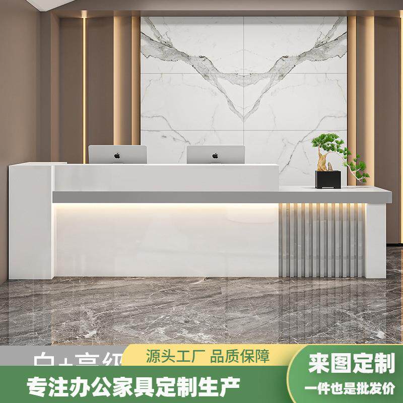 新中式公司商用前台接待台收银台大厅柜台店铺小型办公桌水吧台