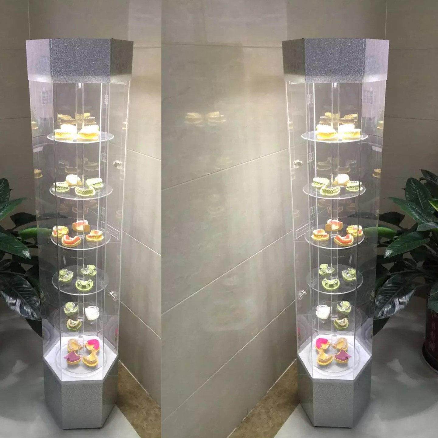 亚克力展示柜化妆品模型样品香水口腔牙科珠宝首饰旋转展示架高端