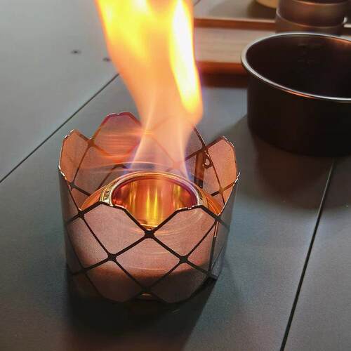 户外超轻不锈钢防风围炉挡风片酒精炉支架蚀刻网格灯罩二合一