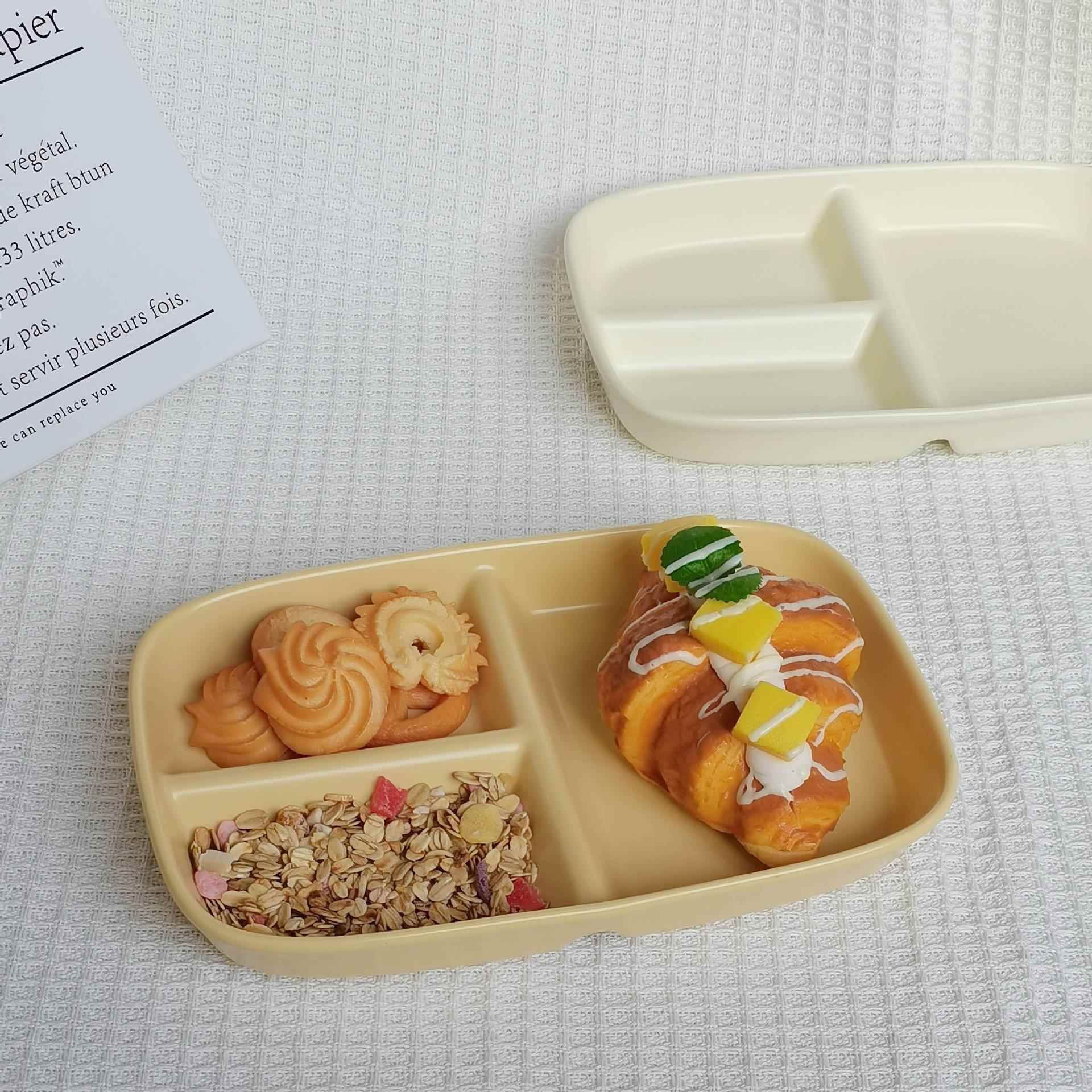 211减脂分格餐盘家用陶瓷餐具定量早餐盘饭盘儿童分隔盘子三格盘
