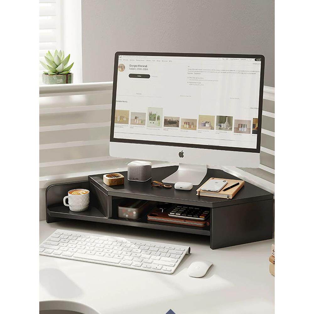 电脑增高架桌面转角台式收纳层架子办公室显示器擡高底座支架置物