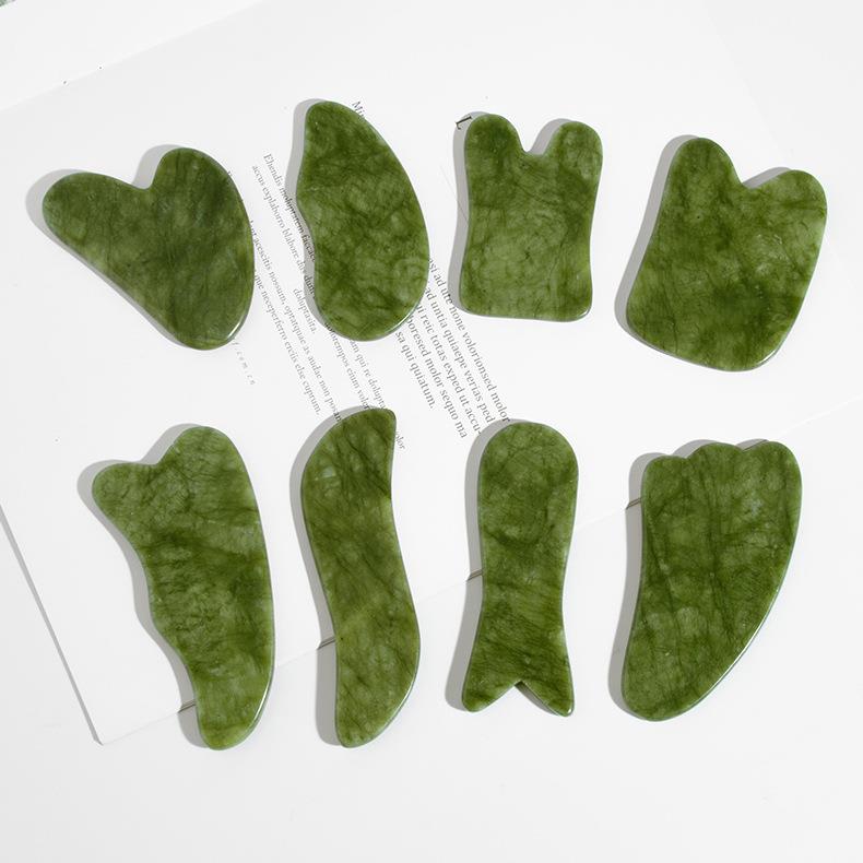 天然岫玉刮痧板定做跨境刮脸美容按摩器全身经络拨筋玉石刮痧片定