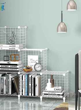 白色铁网简易客厅置物架书衣服CD玩具储物架杂物储物柜子直销