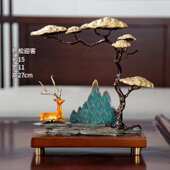 电视柜搬家摆件玄关新居假山乔迁书房客厅装 迎客松酒柜新 饰品中式
