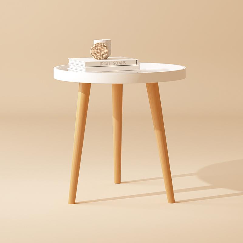 北欧圆形小桌子沙发小边几实木腿咖啡桌客厅书房卧室小户型小茶几
