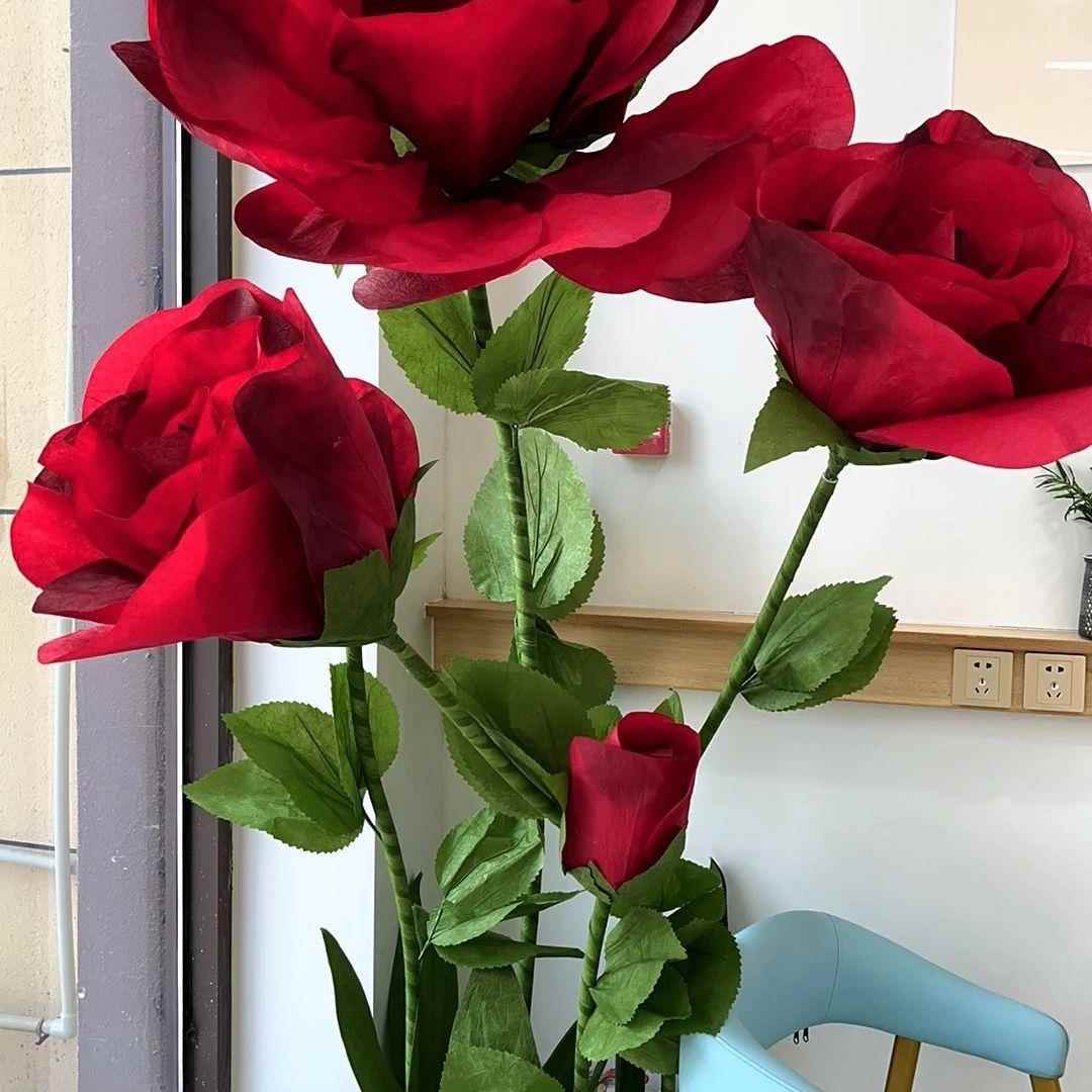 大型真花玫瑰花束仿塑A1花假花单料支客厅装饰厅花干花餐花艺摆设