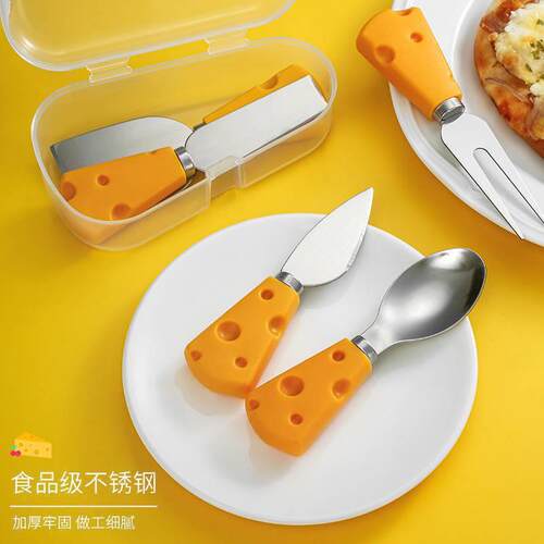 Cheese, fruit, knives, forks, spoons, creative and cute West