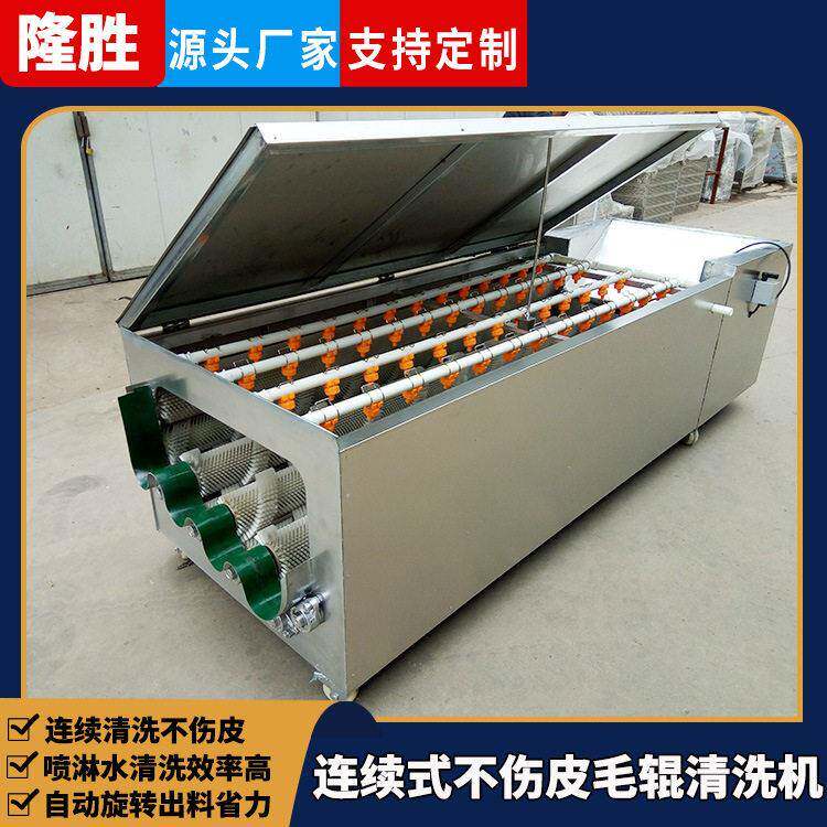 莲藕不伤皮毛辊清洗机商用全自动土豆洗泥机魔芋毛刷清洗设备
