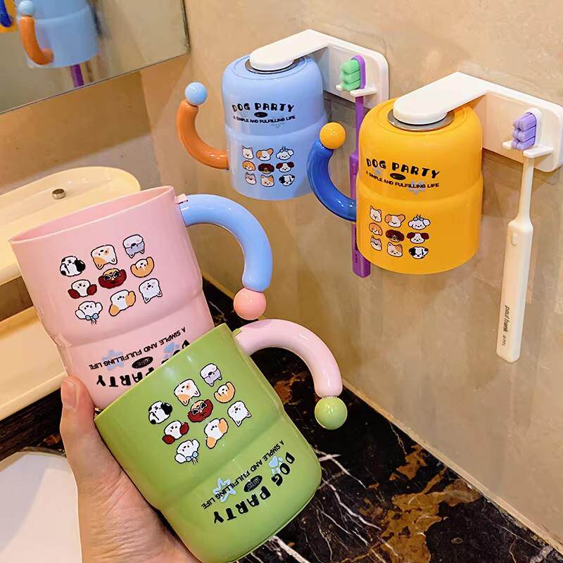 可爱小狗漱口杯家用刷牙杯创意牙刷牙杯置物架高颜值情侣洗漱杯