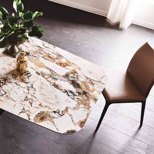 极奢型简现代简约轻小户岩计板餐桌椅饭NYL506桌家用长方形设师意