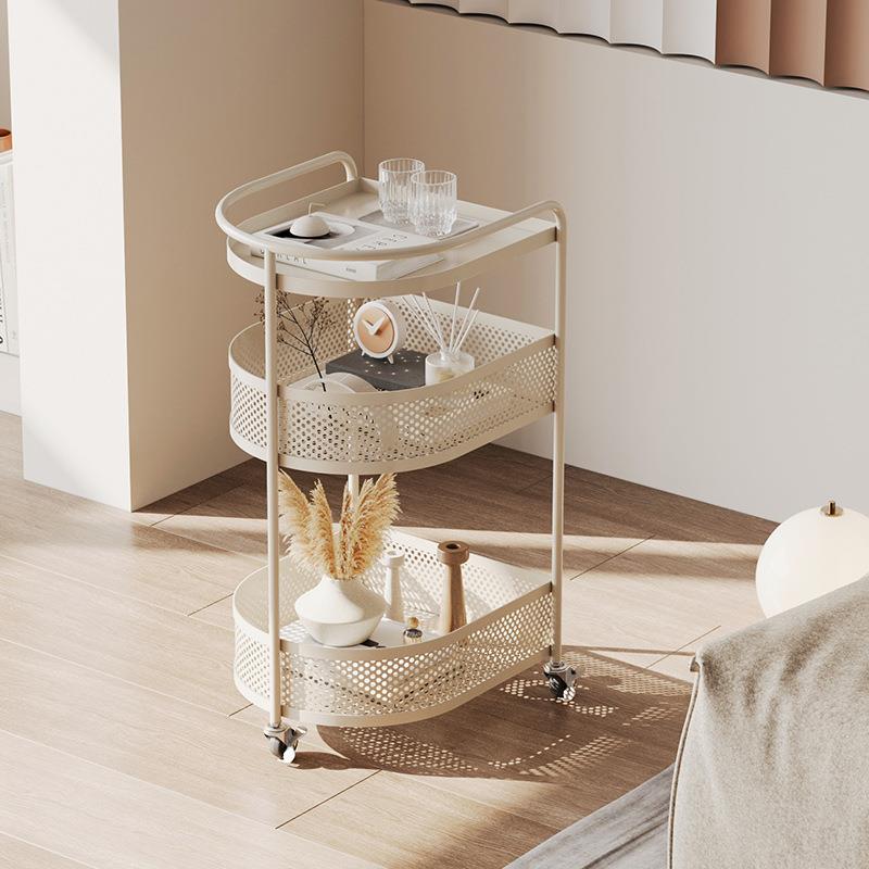 边几家用客厅网红置物架迷你简约多层落地带轮移动卧室床头小推车