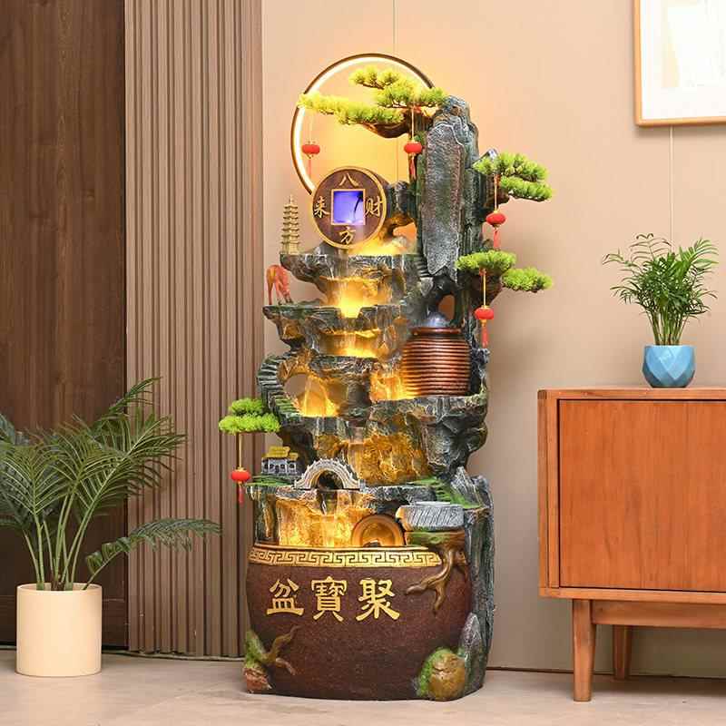 假山流水摆件办公室招财喷泉景观客厅玄关循环水落地风水球装饰品