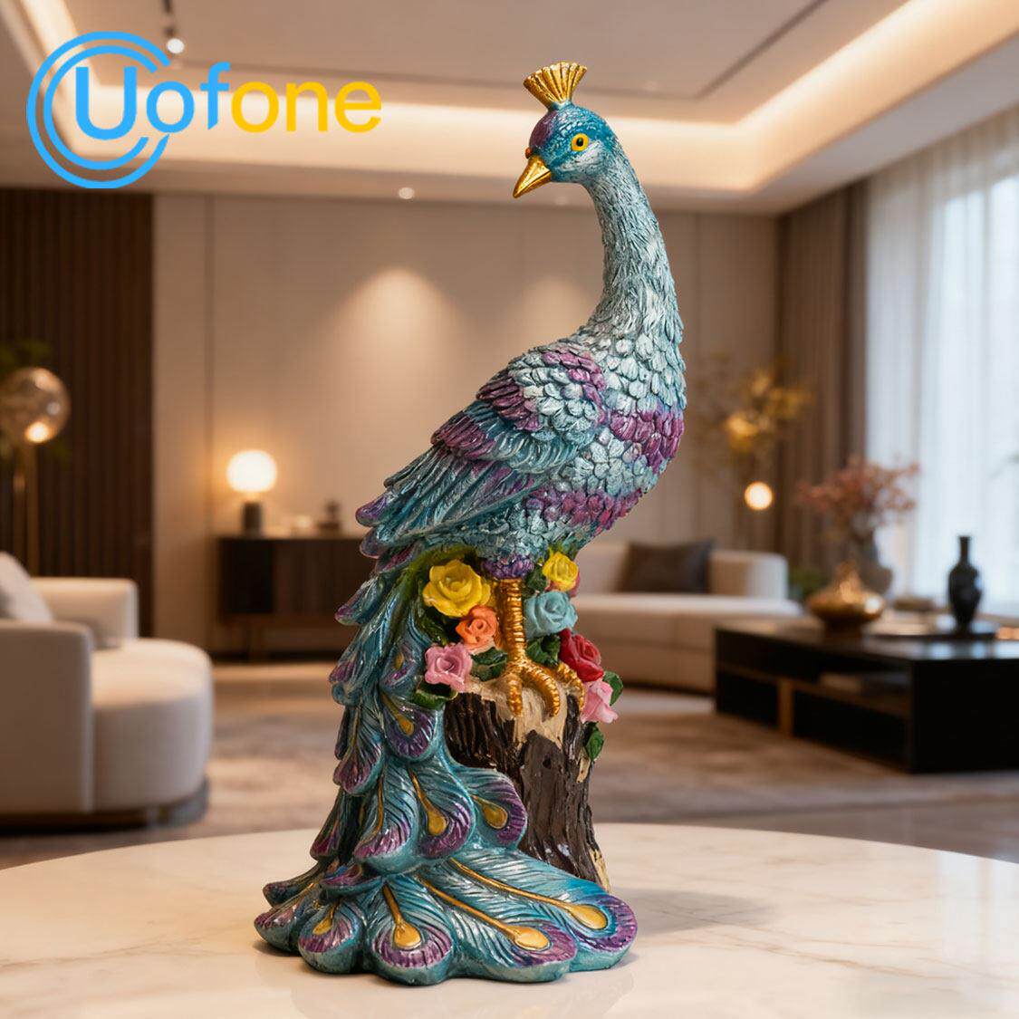 Uofone 回头孔雀摆件中式客厅装饰工艺礼品摆饰玄关桌面吉祥摆设