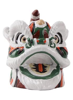 新中式国潮树脂舞狮醒狮子头摆样板房间客厅玄关茶几电视柜装饰品