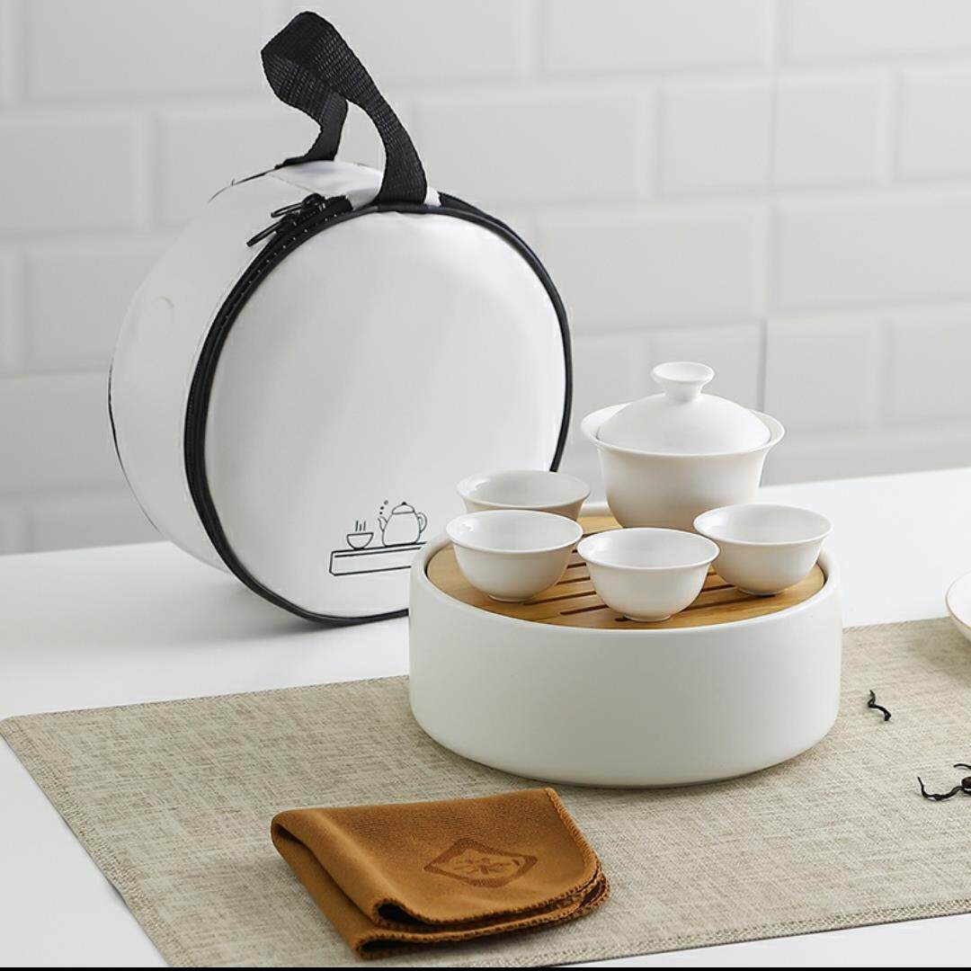 万兴隆迷你车载旅行户外旅游茶具可携式功夫茶彩色玉瓷盖碗茶壶
