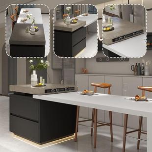 沃顿岩板意式 顿沃岩板餐岛台GWY桌一体家用餐台现代轻奢台小吧户