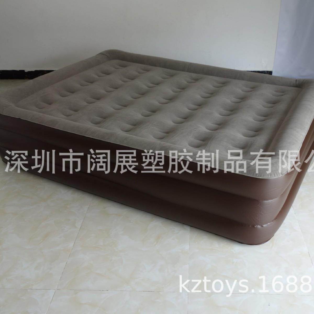 厂家现货加厚PVC植绒充气双人床垫加高充气床垫充气植绒床垫