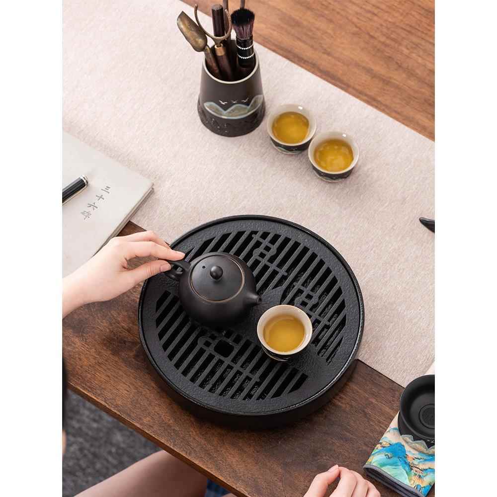 茶盘,大型干泡沫托盘,茶桌,家用全陶瓷简单储水托盘,圆形办公