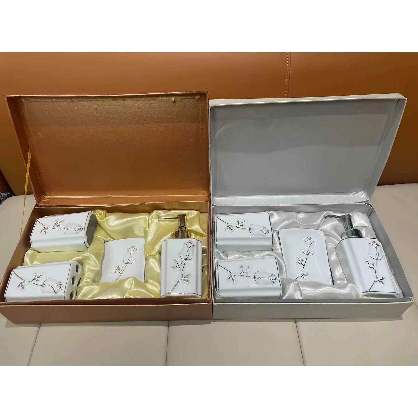 欧式现代洗漱四件套新婚家居浴室用品陶瓷漱口杯情侣牙刷卫浴套装