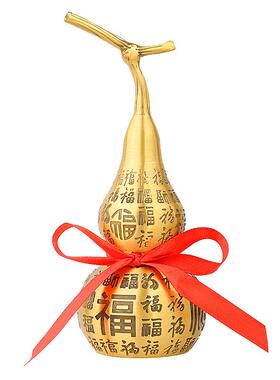 黄铜百福葫芦开盖空心开口福字大中小号客厅办公室桌面工艺品摆件