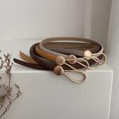 饰配连衣裙子衬衫 女款 装 西装 收腰链 无孔皮带配裙子日系无孔细时尚