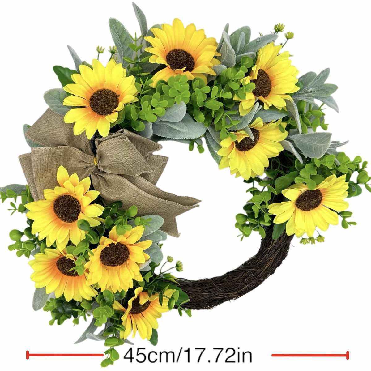 挂件叶新品圈花环装饰家居前门春夏季藤向日葵耳花环羊,鲜花速递/花卉仿真/绿植园艺,仿真绿植,淘宝优惠券,粉丝福利购,淘宝优惠卷