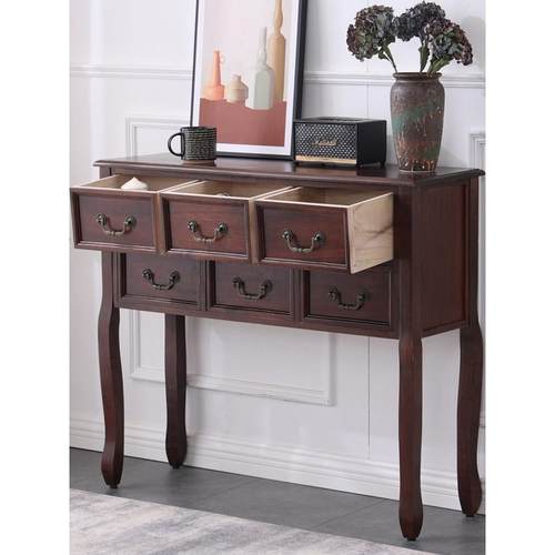 创艺源美式实木玄关柜入户门厅过道装饰柜简约覆古餐边柜客厅靠墙