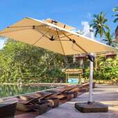 户外遮露阳伞天阳伞289室外加厚庭院阳伞太能灯光伞咖啡厅移动遮