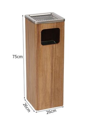 创意垃圾桶纸篓厅办客XBI压实按木商用酒店民宿家用公木质垃圾桶