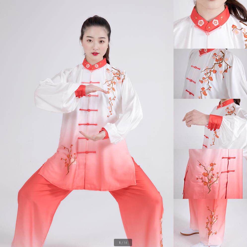 正品刺批纱太服青花瓷团队术表极演绣练功晨练演出服中老年太极武