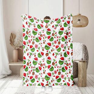 1pc Christmas gift Grinch digital printed flannel blanket, w