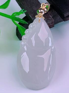 缅甸天然真品翡翠镶嵌冰润满色高端精品珠宝闪拍葫芦玉吊坠6.87g