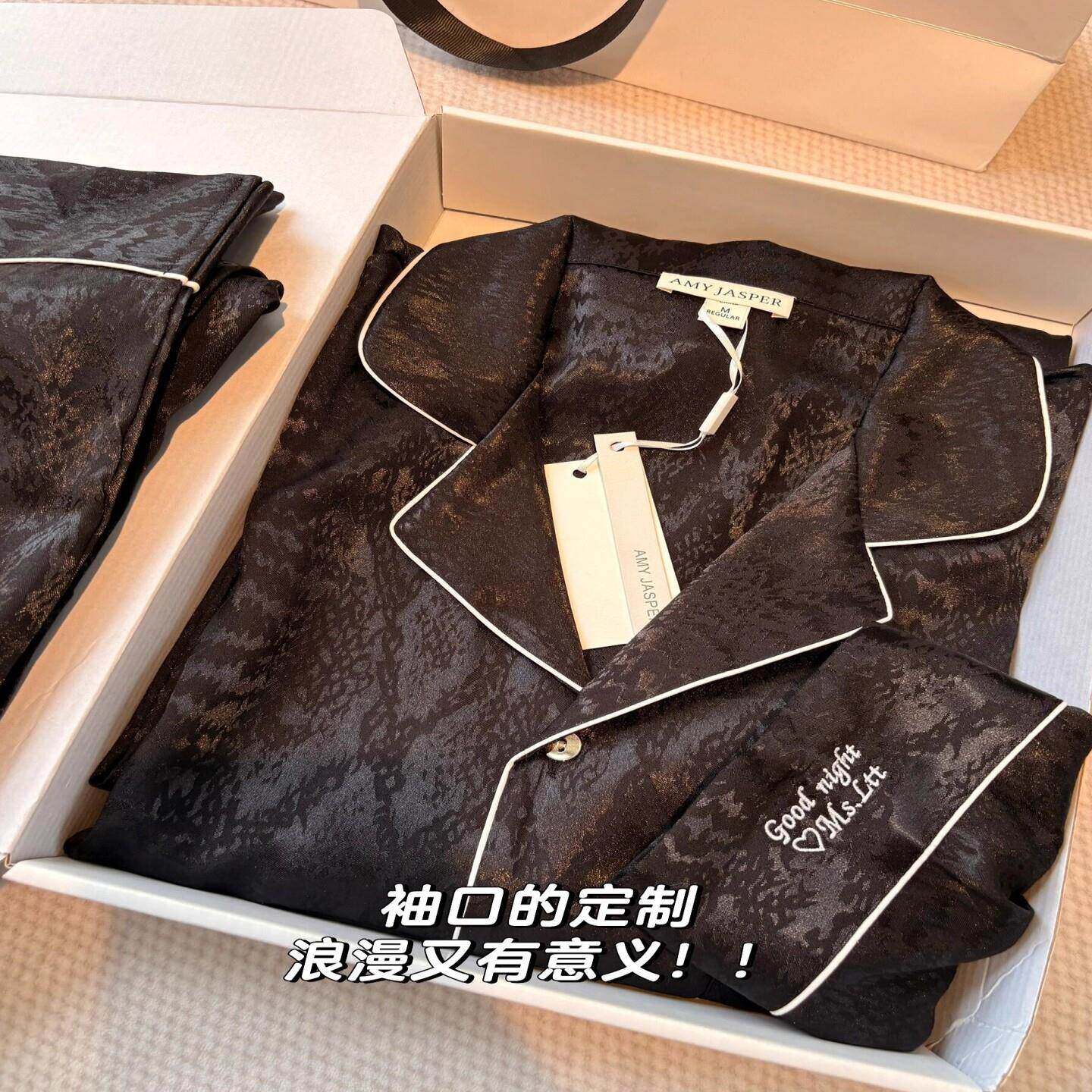 定制刺绣送男友桑蚕丝睡衣男士长袖高级感礼盒装春秋夏季圣诞礼物