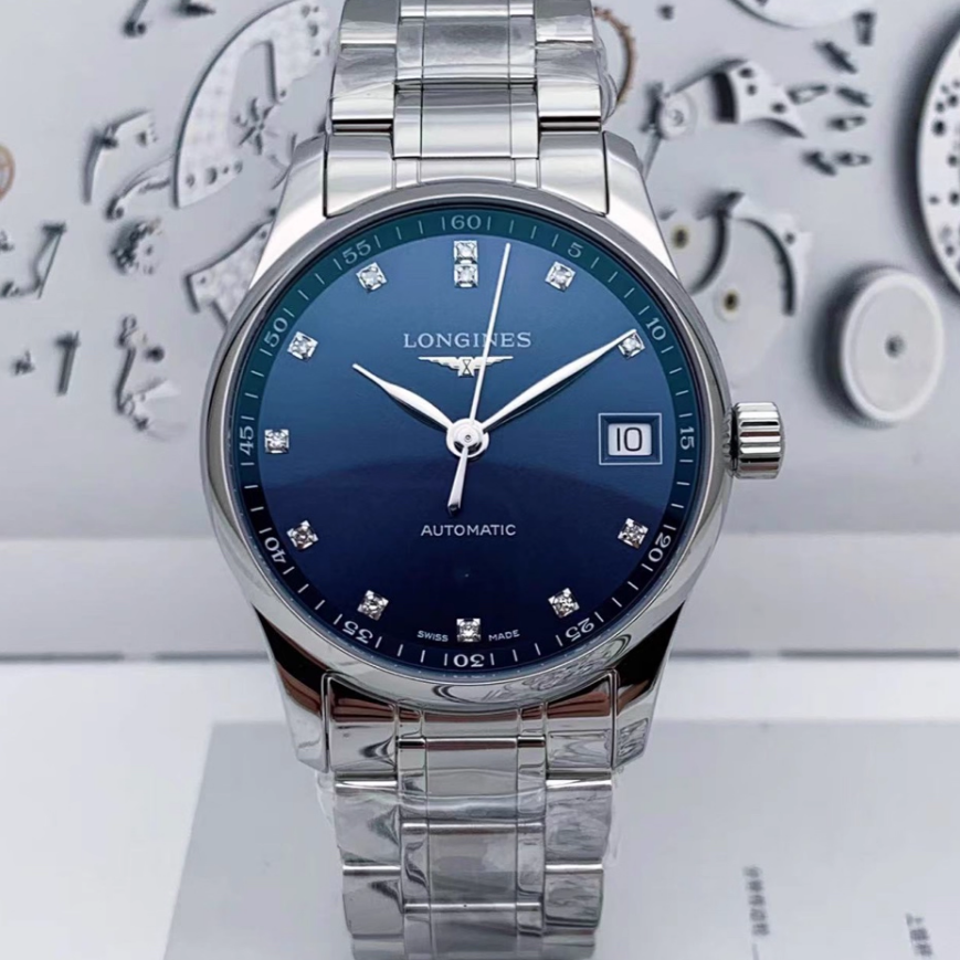 盒证9.8新 浪琴名匠系列精钢自动机械34MM钻石女表L2.357.4.97.6