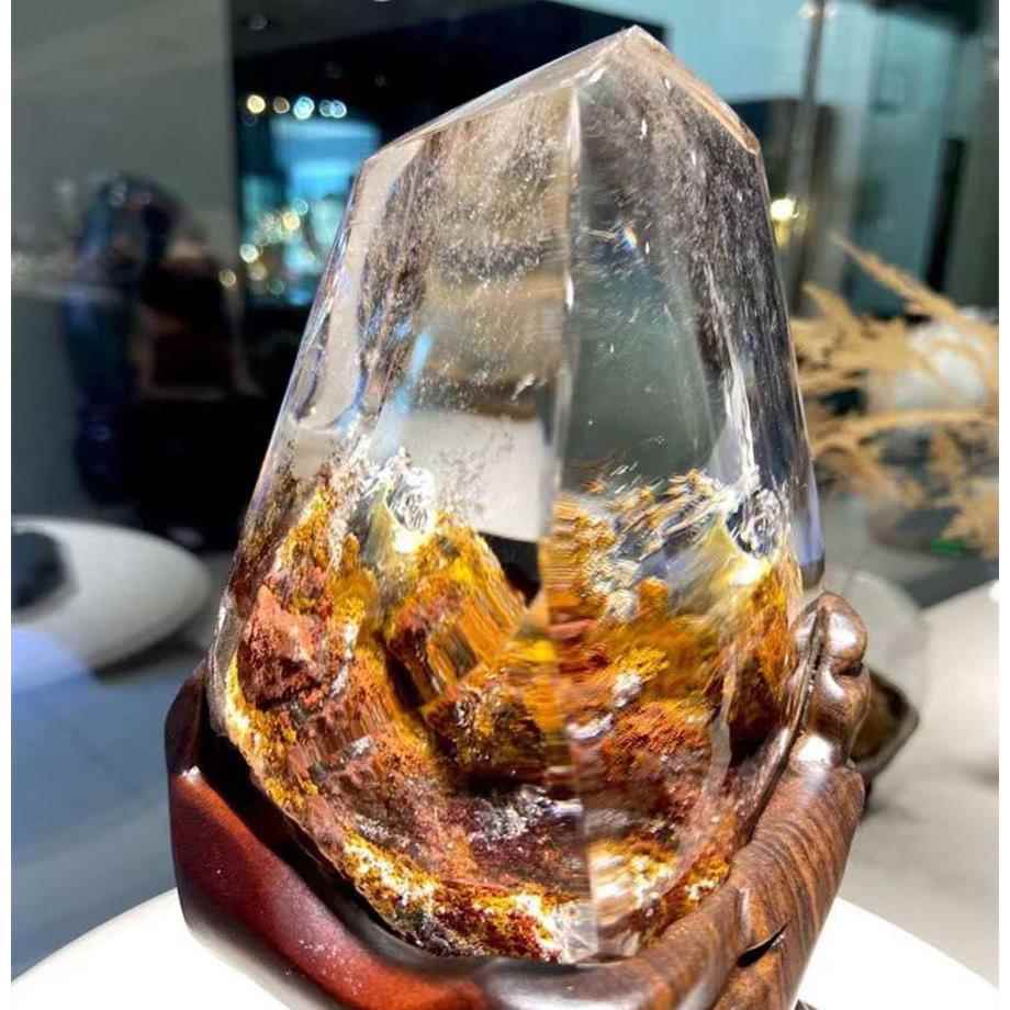 天然彩幽幽灵原石景石灵层山聚宝盆全包裹原726石千水晶绿摆幽灵