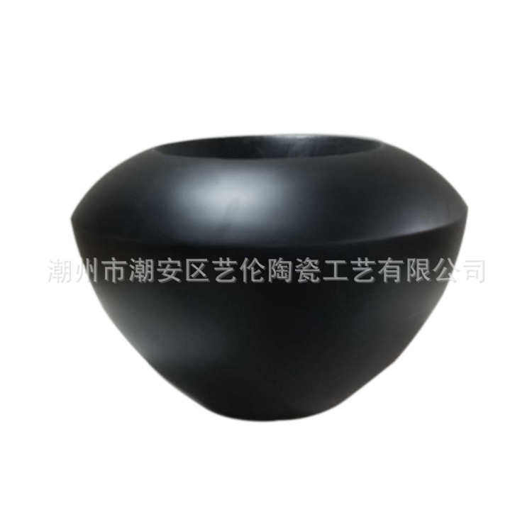 金色小巧圆盆玻璃钢落地大花瓶花器干花插花摆件 客厅酒店装饰品