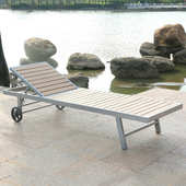 户外铝躺椅室外游泳池阳台床 田园躺床批发 露天庭院塑木休闲椅子
