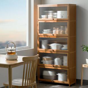 kt厨房置物架落地多层收纳柜子带门碗橱柜微波炉烤箱锅架餐边储物