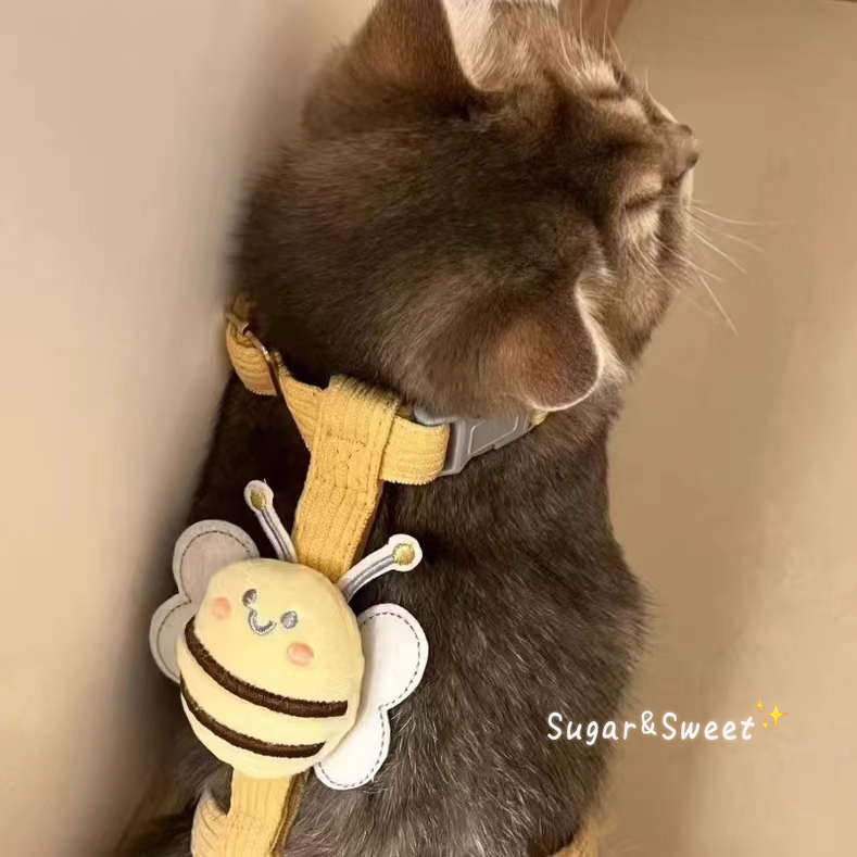 猫咪牵引绳胸围狗狗宠物出行遛猫绳防挣脱工字可调节金渐层幼小猫