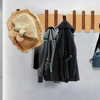 Coat Rack Wall Mount, Wood Coat Hooks Wall Mounted with 7