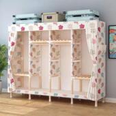 简组布衣家柜出租房用装 实易木布衣柜子985用卧室牛津布衣橱挂衣