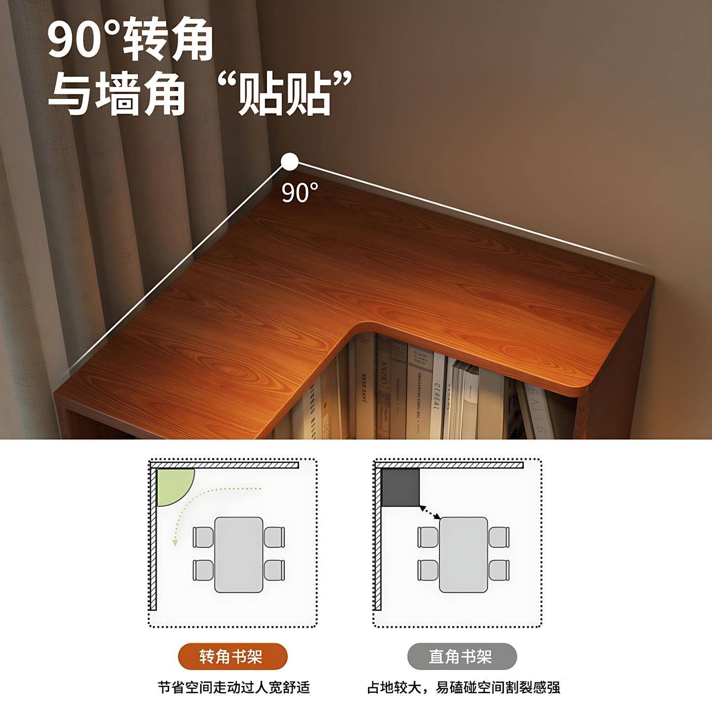 转角书一架落地物体架墙角柜拐角柜靠墙边书柜床头小窄置DPR柜子