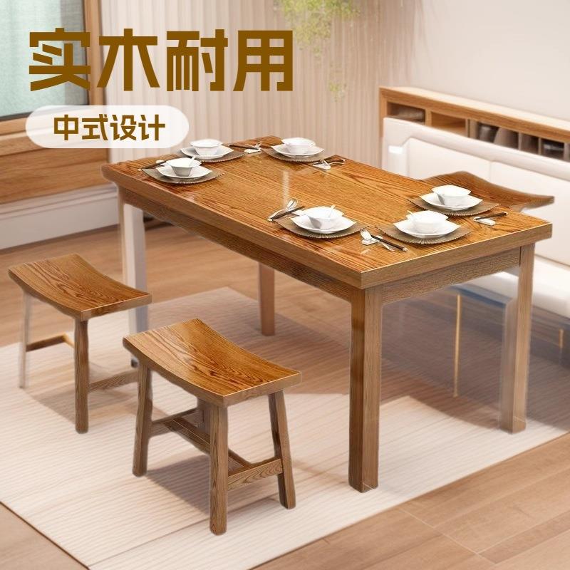 实木餐桌商用餐饮桌椅火锅家具饭店面馆快餐食堂吃饭桌子碳化