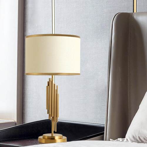 金属布艺可调光台灯卧室床头灯创意简约客厅Interior table lamp