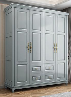 美式实村A017木衣柜现代简约用家三门四门柜卧室美乡风式格白色大