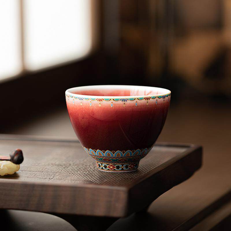 郎红敦煌宝主相花将品军杯复古功茶夫茶具单杯LHDH2522陶瓷小杯人