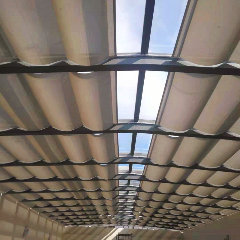 供应室内采光顶遮阳帘轨道式电动天棚帘遮阳蓬加工品种型号齐全