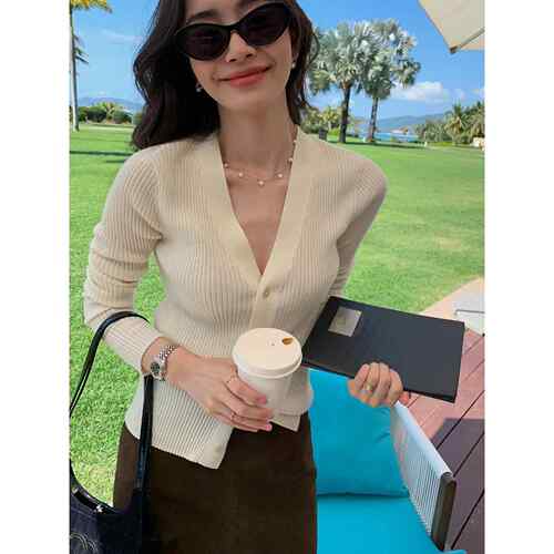 DORACTR 力荐！高级感V领针织开衫外套女士软糯内搭上衣秋冬新款