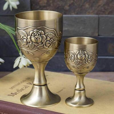 European retro wine glass metal goblet decorative personalit